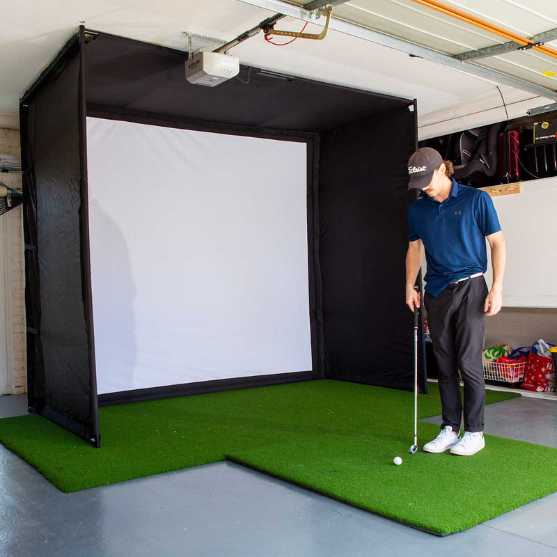 Foresight GCQuad Golf Launch Monitor Studio Package | PlayBetter SimStudio™ with Impact Screen, Enclosure, Side Barriers, Hitting/Putting Mats & Projector