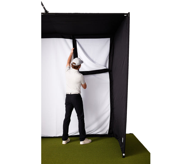 Foresight QuadMAX Golf Launch Monitor Studio Package | PlayBetter SimStudio™ with Impact Screen, Enclosure, Side Barriers, Hitting/Putting Mats & Projector