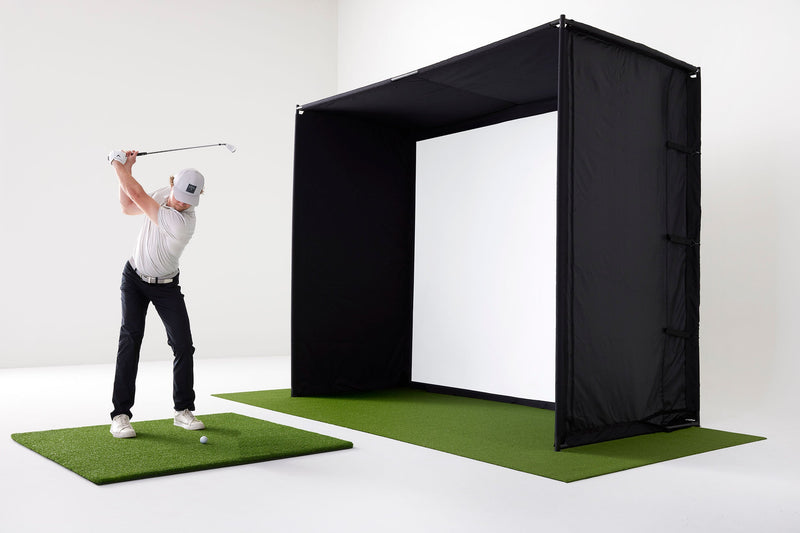 Foresight GCQuad Golf Launch Monitor Studio Package | PlayBetter SimStudio™ with Impact Screen, Enclosure, Side Barriers, Hitting/Putting Mats & Projector